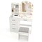 Costway Vanity Set with Mirror and Lights Dressing Table and Chair 4 Drawers 3 Open Shelves Black/White